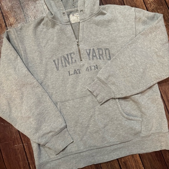 Vintage Champion Quarter Zip Hooded Sweatshirt | VINEYARD LAT 41N| Gray | Large - Picture 1 of 8